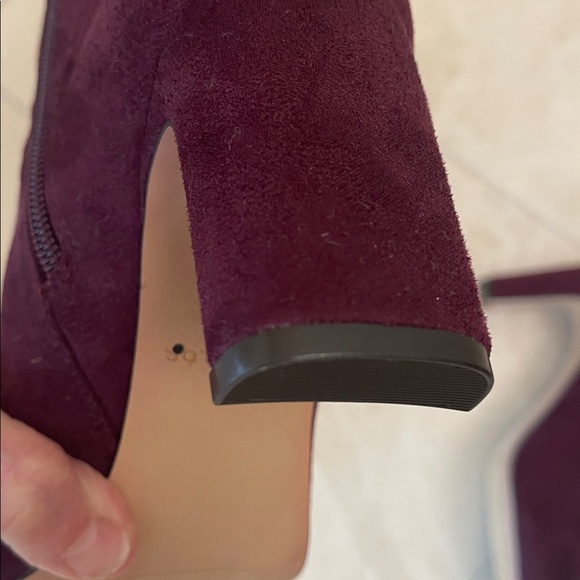 Ann Taylor Deep Plum Heeled Boots/Soft sided suede/zipper - Picture 6 of 12